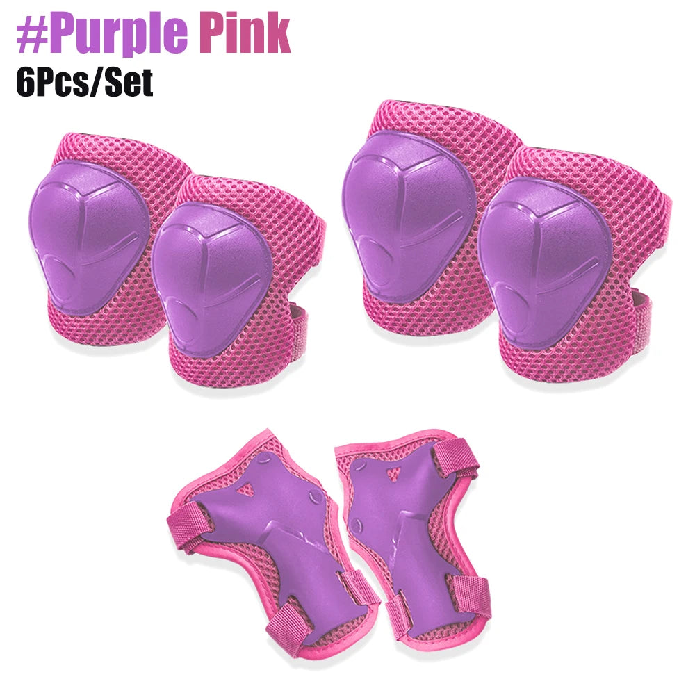 Knee and Elbow Pads Wrist Guards 3 in 1 Kids Protective Gear Set for BMX Inline Roller Skating Bike Rollerblading Riding Sports