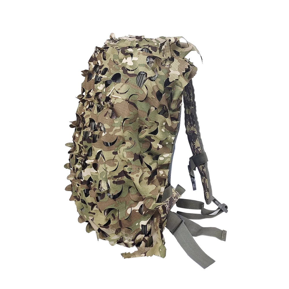 3D Bionic Leaf Shape Disguised Net Backpack Cover 60L 80L Laser Cut Hunting Backpack Cover Paratrooper