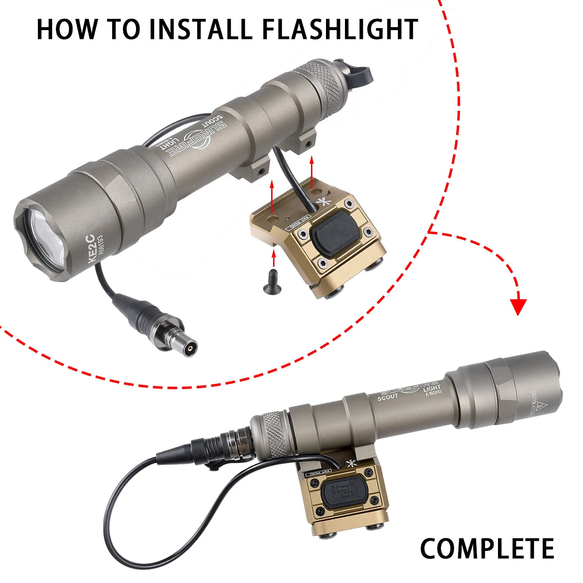 Surefire M300 M600 Flashlight With UNIT Lite Pressure Switch fit 20mm Rail SF M300B M600C M600B LED Scout Light