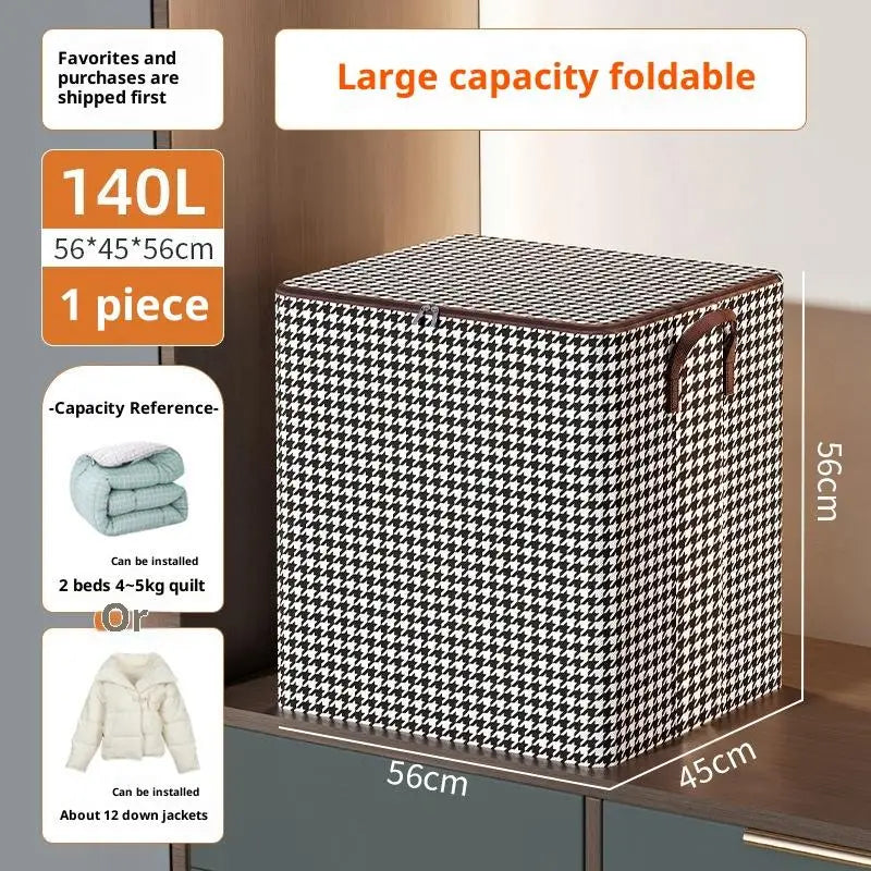 1PC220L Large Capacity Clothes Storage Box with Lid Foldable Laundry Basket Organizer Bag for Baby Clothes Home Storage Solution