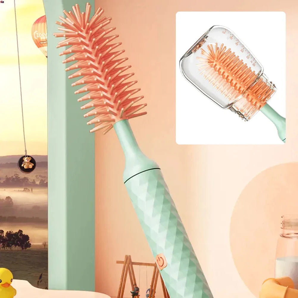3/4pcs/Set Electric Silicone Bottle Brush 360° Rotating Baby Pacifier Cup Cleaning Brush Long Handle Kitchen Cleaning Brushes