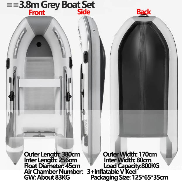 1.2mm Thickened PVC Assault Boat with V Keels Set for Water Sports Fishing Durable Wear-resistant Inflatable Boat Alloy Bottoms
