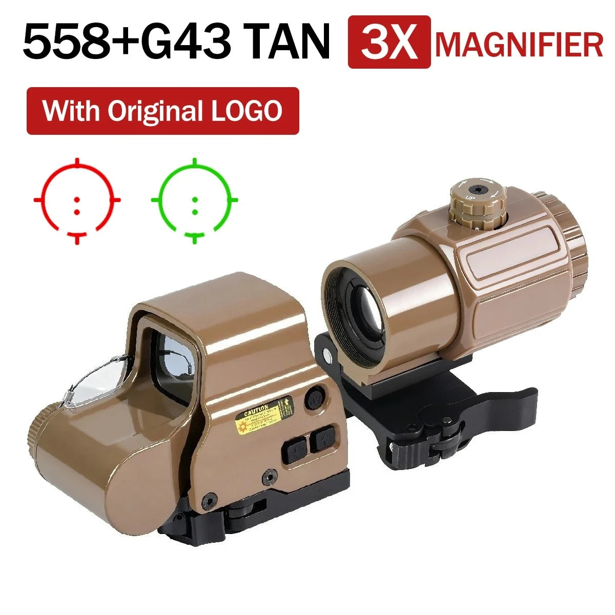 Hot Sale E*t*ch 558 Holographic Red/green Dot Sight and 3X/5X Magnifier Kit Hunting Gear Collimator W/Original Markings