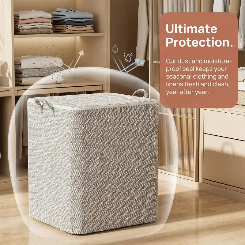1PC220L Large Capacity Clothes Storage Box with Lid Foldable Laundry Basket Organizer Bag for Baby Clothes Home Storage Solution