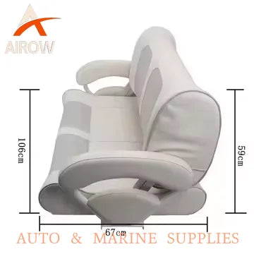 Airow auto High Quality White & Dark Blue Double Boat Seat with Full Upholstered Cushion for Marine Ship Yacht
