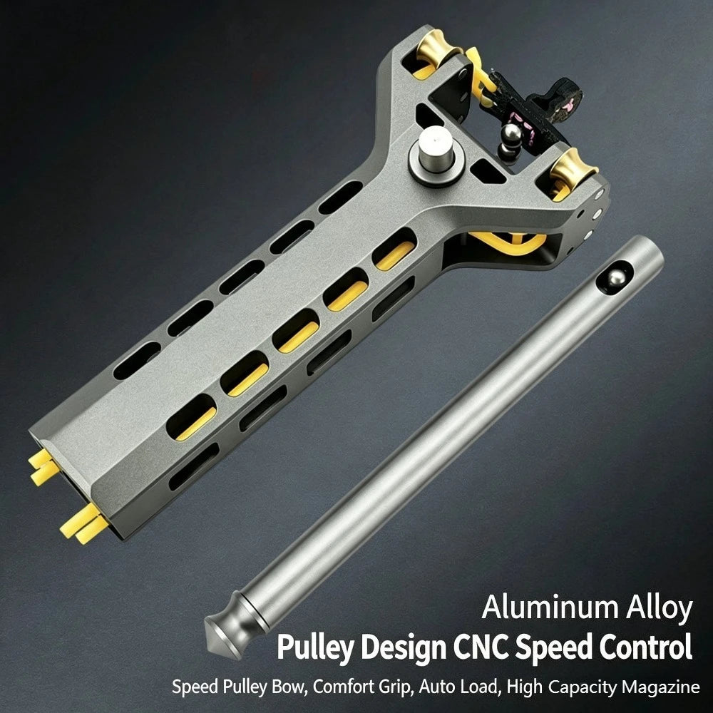 CNC Aluminum Alloy Slingshot Automatic Loading Magnetic Rubber Band Fast Shooting Outdoor Hunting Target Practice Tool