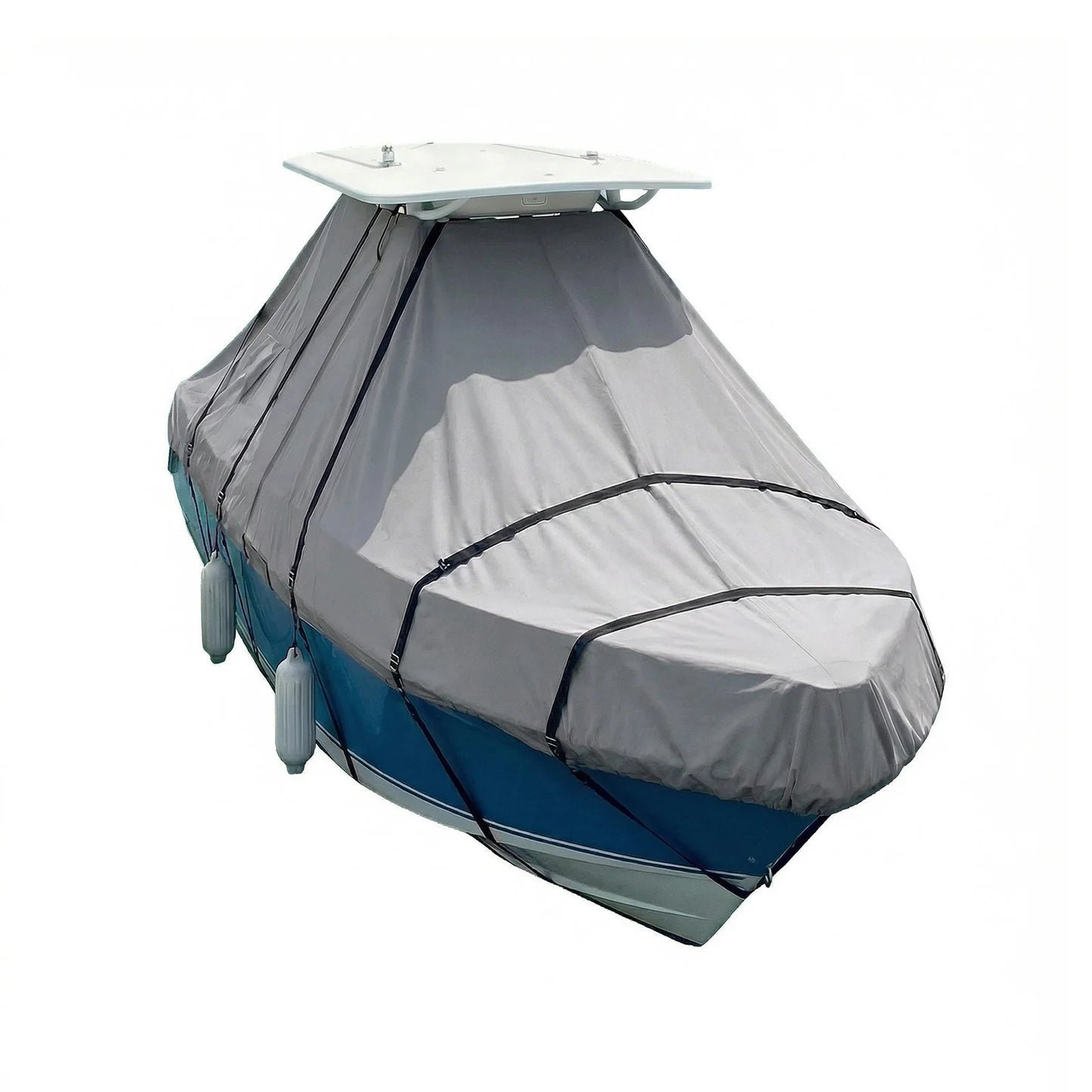 1200D Hard Top Yacht Boats Storage Covers with Motor Covering & Adjustable Buckle with 18 Tie Down Strap For Protecting Roof