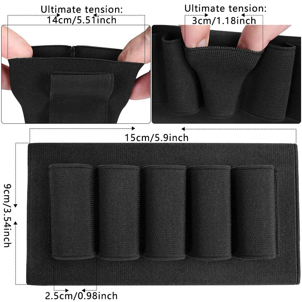 5/8 Round Quick Reload Buttstock Shell Holder for Shotgun Universal 12/20 Gauge Elastic Cartridge Carrier