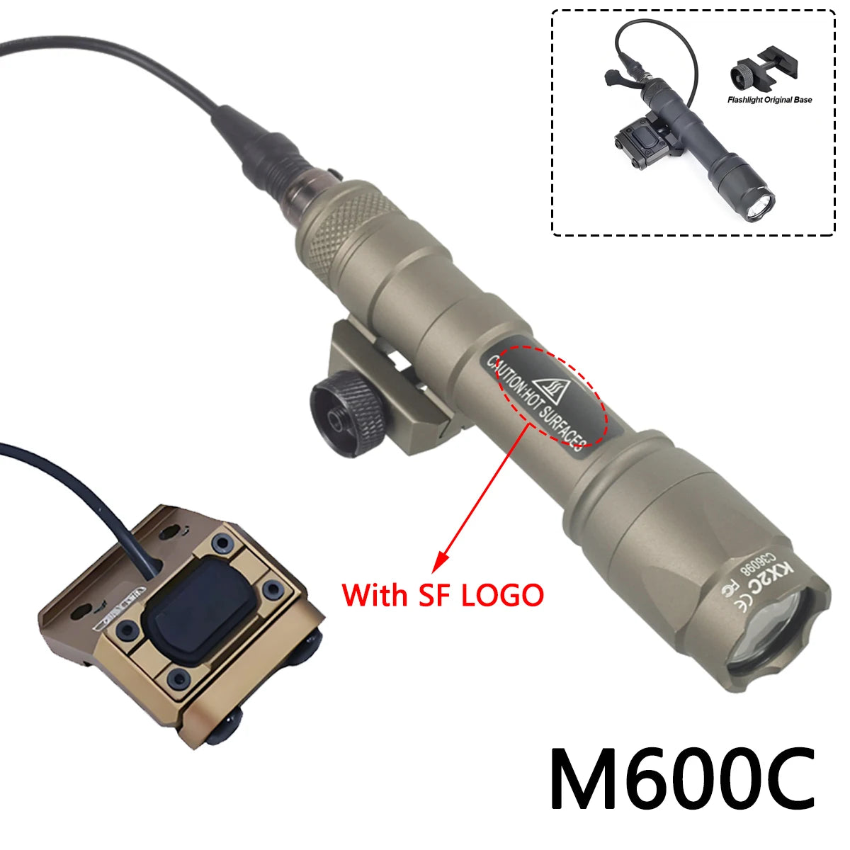 Surefire M300 M600 Flashlight With UNIT Lite Pressure Switch fit 20mm Rail SF M300B M600C M600B LED Scout Light