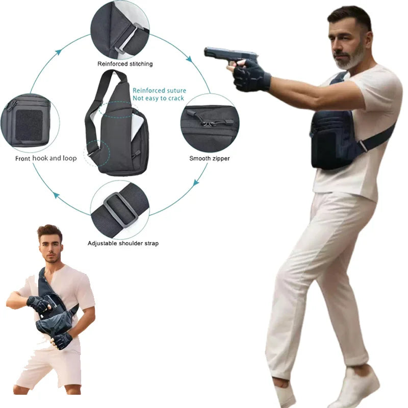 Tactical Pistol Gun Bag Concealed Carry Gun Holster Handgun Storage Chest Bag EDC Tool Bag Pistol Gun Shoulder Sling Bag