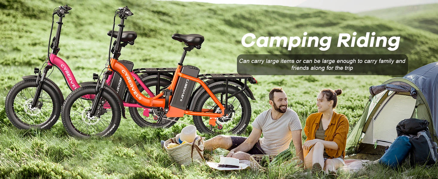 Cybervelo 1000W Ebike For Adults,Removable Battery EBike,28+MPH,Foldable Electric Bike,80 Miles Max Range,Fat Tire EK4 EK5