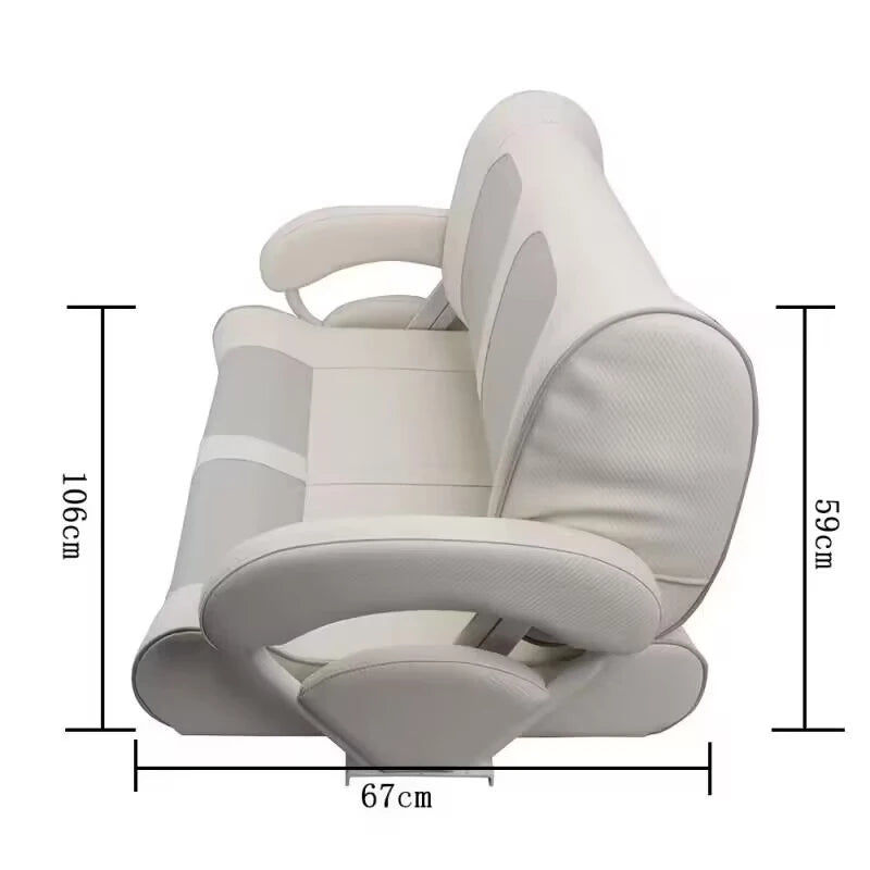Airow auto High Quality White & Dark Blue Double Boat Seat with Full Upholstered Cushion for Marine Ship Yacht