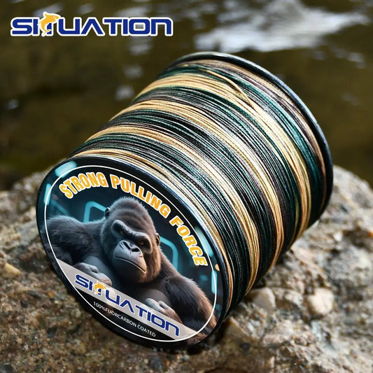 SIIUATIONA 500M-546yds 4X braided PE fishing line, featuring high-visibility color coding, exceptional tensile strength, and dur