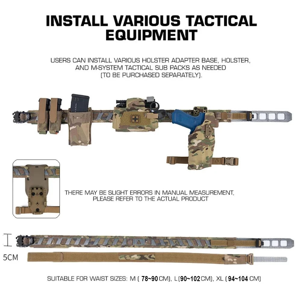 Battle Belt Camo Style MOLLE Tactical Belt Outdoor Hunting Training Inner Outer Double Waist Belt with Magnetic Locate System