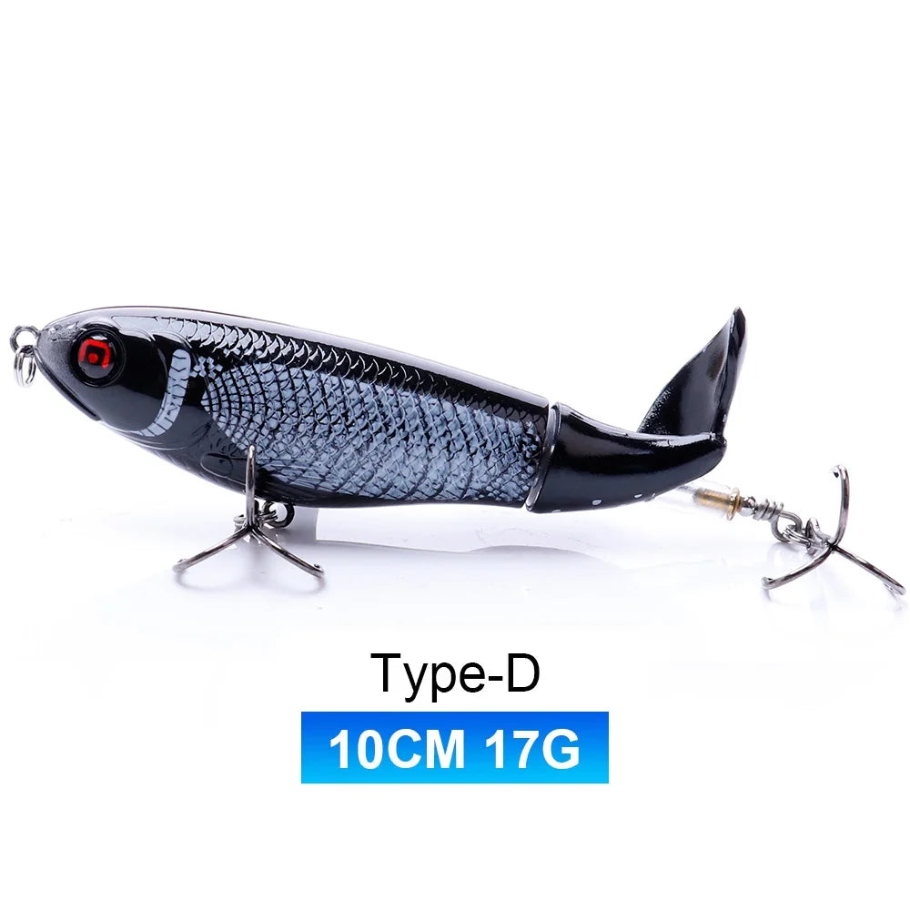 TREHOOK 9g/16g Topwater Whopper Popper Fishing Lures Rotating Double Propeller Tail Artificial Bait Floating Wobblers