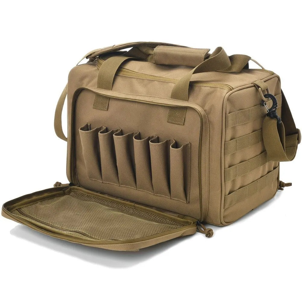 Gun Range Storage Bag Molle System Outdoor Hunting Accessory Nylon Gun Tactical Case Bags Pistol Tool Shoulder Pack Sniper Black