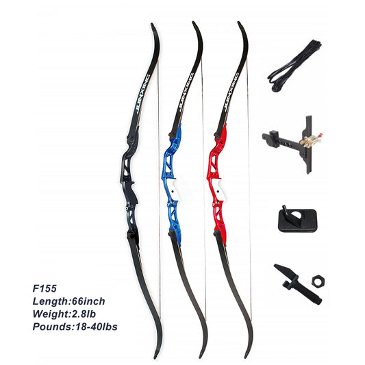 66inch Metal Riser Target Shooting and Competition Recurve Bow F155 18-40lbs Right and Left Hand Take Down Bow