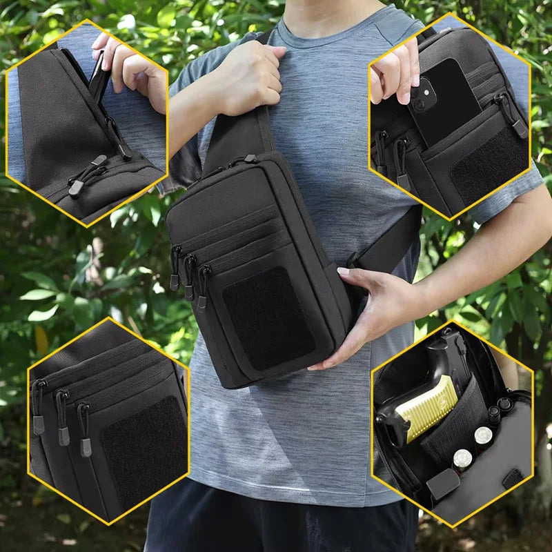Tactical Pistol Gun Bag Concealed Carry Gun Holster Handgun Storage Chest Bag EDC Tool Bag Pistol Gun Shoulder Sling Bag