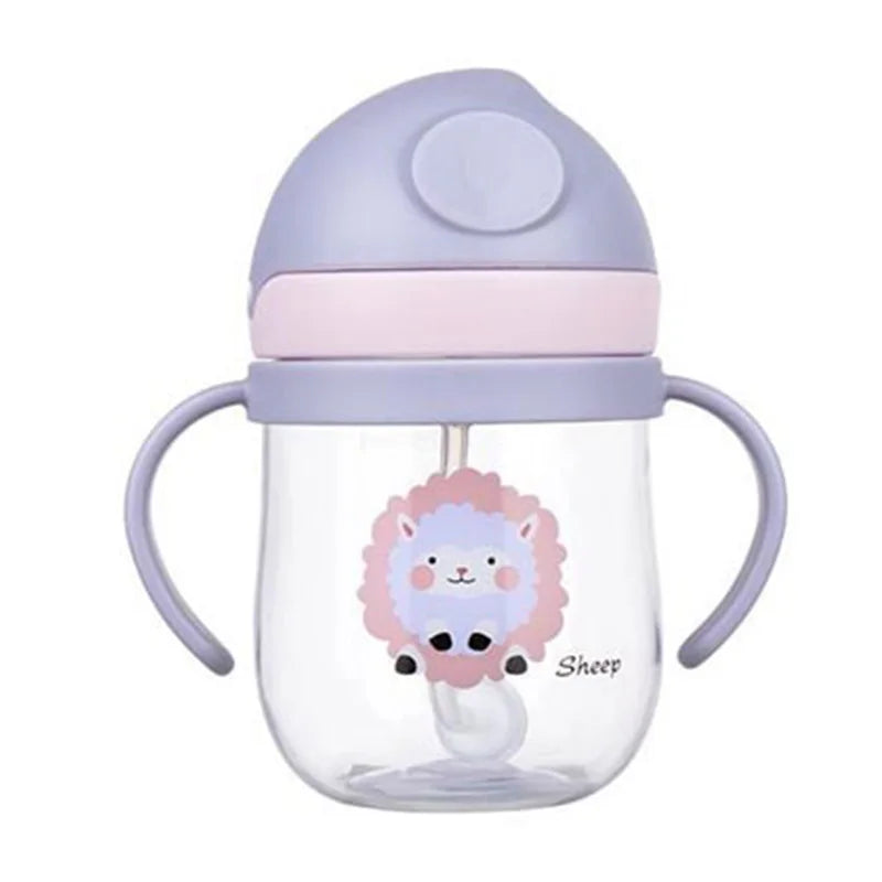 MAMIJOY  BY01 Kids Water Sippy Cup Creative Cartoon Baby Feeding Cups with Straws Leakproof Water Bottles Outdoor Childrens Cup