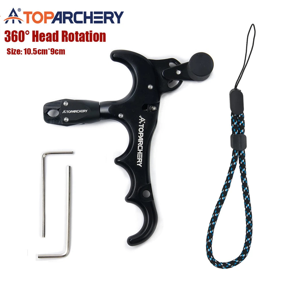 Adjustable Archery Bow Release 4 Finger Compound Bow Aid Releaser Rotate 360 Degree Thumb Archery Rotation Caliper Trigger Grip