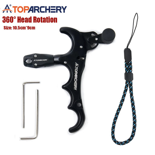 Adjustable Archery Bow Release 4 Finger Compound Bow Aid Releaser Rotate 360 Degree Thumb Archery Rotation Caliper Trigger Grip