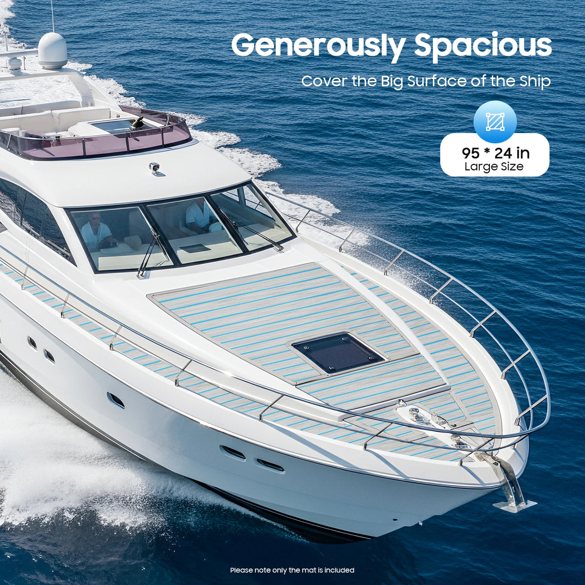 Light Grey / Brown EVA Foam Teak Floor, Non-Slip Marine Flooring Mat 240x60cm, Grey Blue Striped Boat Deck Pad, Soft Comfortable DIY Cut, Luxury Yacht Camper RV Surface Protector, Shock Absorbent, Easy Installation, Outdoor D