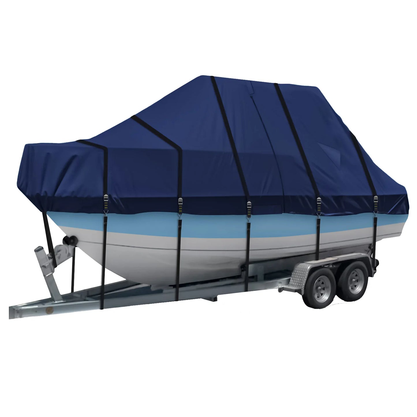 1200D Hard Top Yacht Boats Storage Covers with Motor Covering & Adjustable Buckle with 18 Tie Down Strap For Protecting Roof