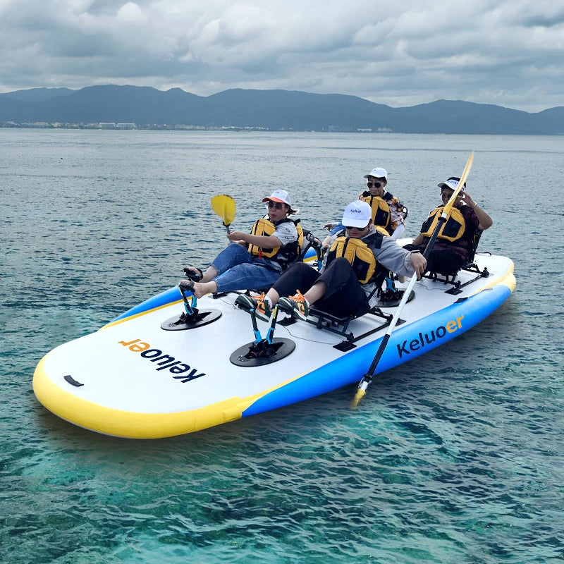 4 Person Sit-On-Top Inflatable Pedal Boat Kayak Fishing Boat Kayak