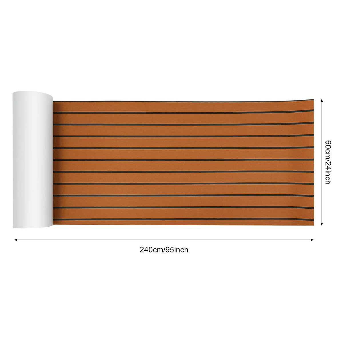Light Grey / Brown EVA Foam Teak Floor, Non-Slip Marine Flooring Mat 240x60cm, Grey Blue Striped Boat Deck Pad, Soft Comfortable DIY Cut, Luxury Yacht Camper RV Surface Protector, Shock Absorbent, Easy Installation, Outdoor D