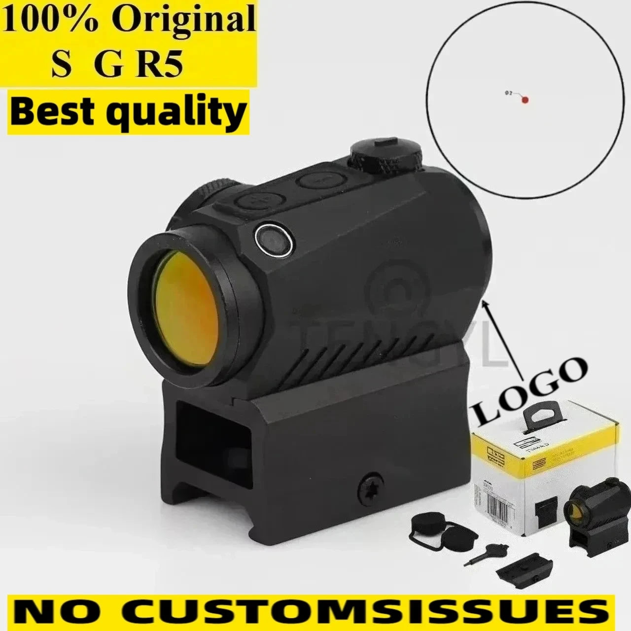 Tactical 1x20mm Compact 2 MOA Red Dot Sight with Low Riser and Co-witness Picatinny Mount for Hunting Scope