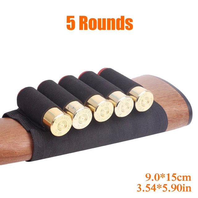 5/8 Round Quick Reload Buttstock Shell Holder for Shotgun Universal 12/20 Gauge Elastic Cartridge Carrier