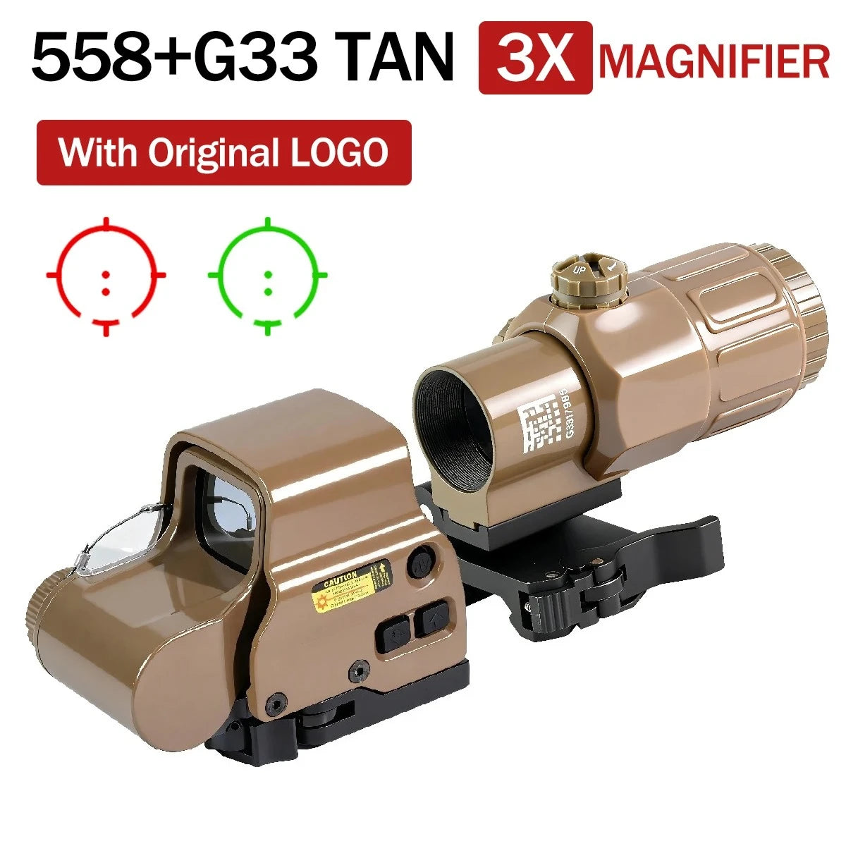 Hot Sale E*t*ch 558 Holographic Red/green Dot Sight and 3X/5X Magnifier Kit Hunting Gear Collimator W/Original Markings