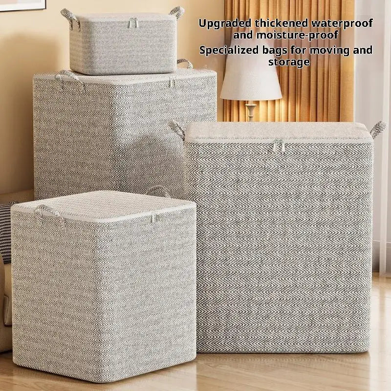1PC220L Large Capacity Clothes Storage Box with Lid Foldable Laundry Basket Organizer Bag for Baby Clothes Home Storage Solution