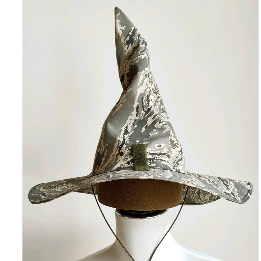 Tactical Camouflage Magic Hat Airsoft Wide-Brimmed Sun Hat Men's Outdoor Sports Boonie Camo Hat CS Halloween Cosplay Equipment