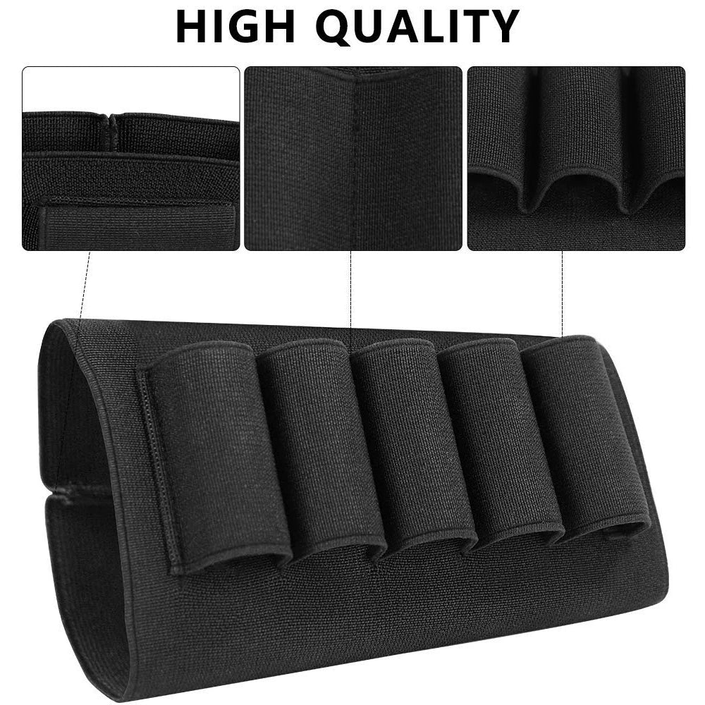 5/8 Round Quick Reload Buttstock Shell Holder for Shotgun Universal 12/20 Gauge Elastic Cartridge Carrier