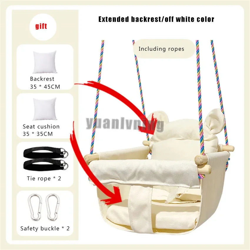 Kids Swing Portable Ceiling Suspended Chair With Seat Cushion Kids Baby Children's  Hammock with Safety Belt For Kids Babies