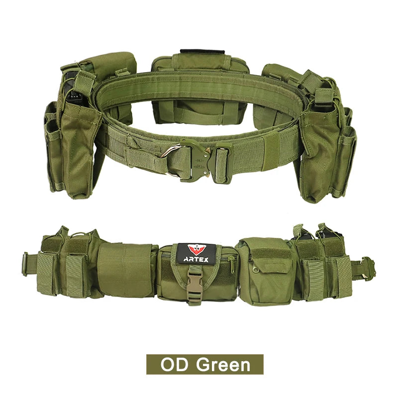 Outdoor Battle Belt Set 7-in-1 Law Enforcement Airsoft Tactical Duty Belt with Molle Utility Pouches Accessories