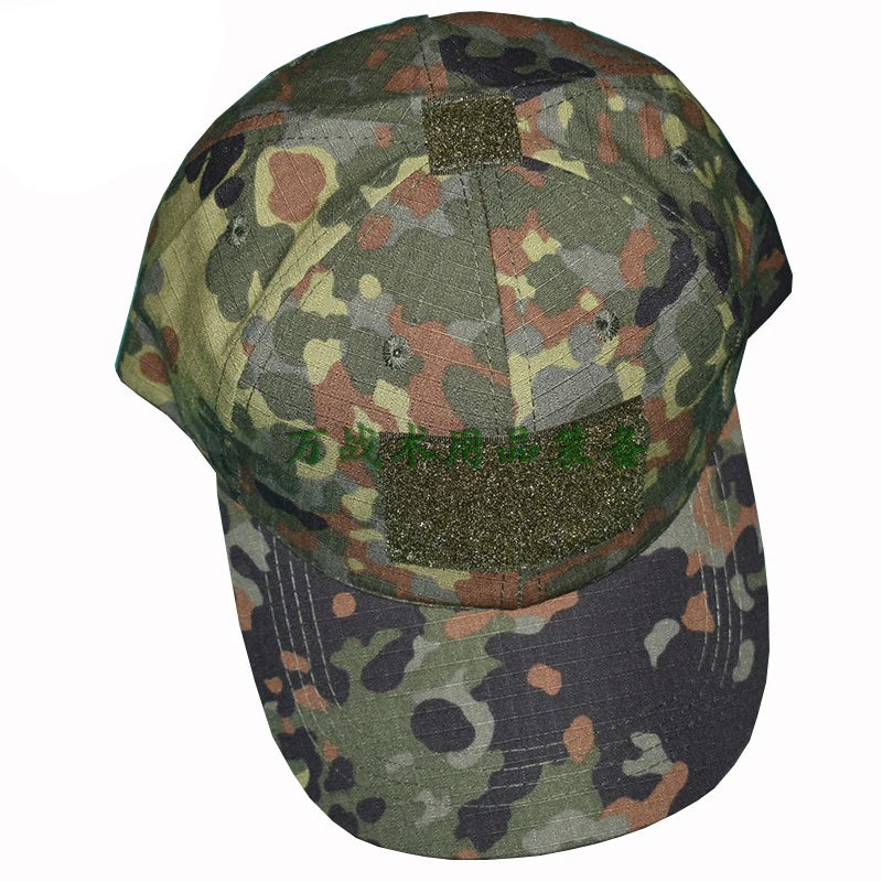 Tactical Flecktarn Camouflage Military Style Baseball Cap Outdoor Camping Fishing Cap Unisex Paintball Flat Hats