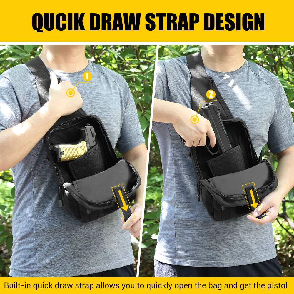 Tactical Pistol Gun Bag Concealed Carry Gun Holster Handgun Storage Chest Bag EDC Tool Bag Pistol Gun Shoulder Sling Bag
