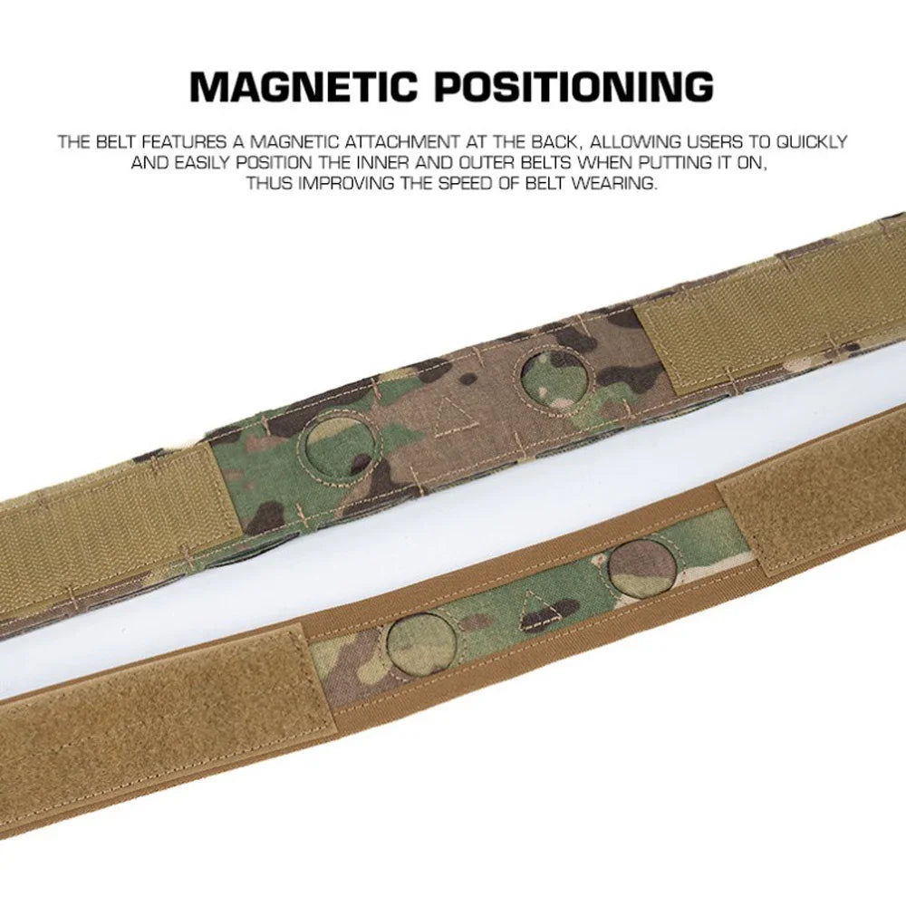 Battle Belt Camo Style MOLLE Tactical Belt Outdoor Hunting Training Inner Outer Double Waist Belt with Magnetic Locate System