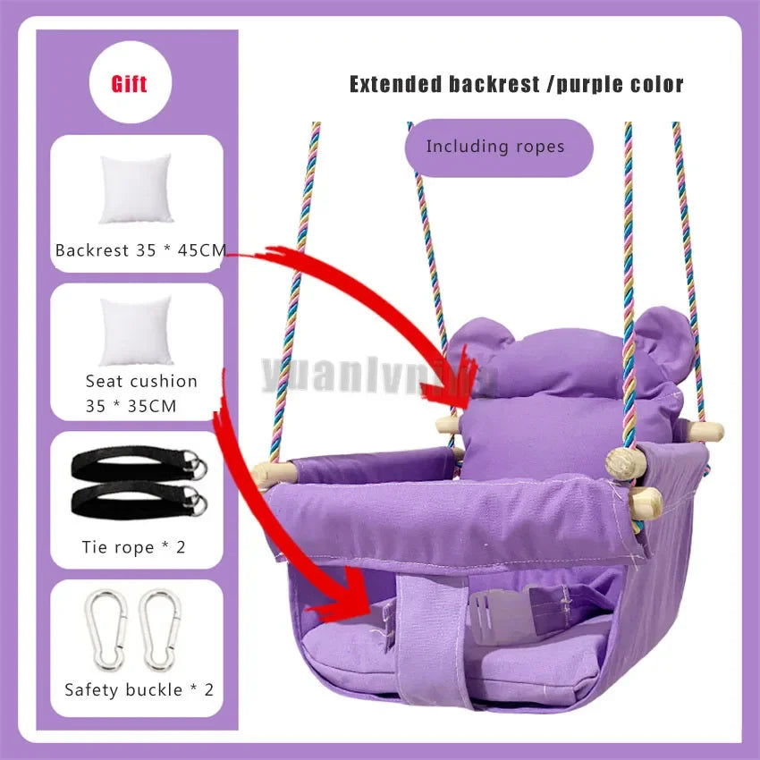 Kids Swing Portable Ceiling Suspended Chair With Seat Cushion Kids Baby Children's  Hammock with Safety Belt For Kids Babies