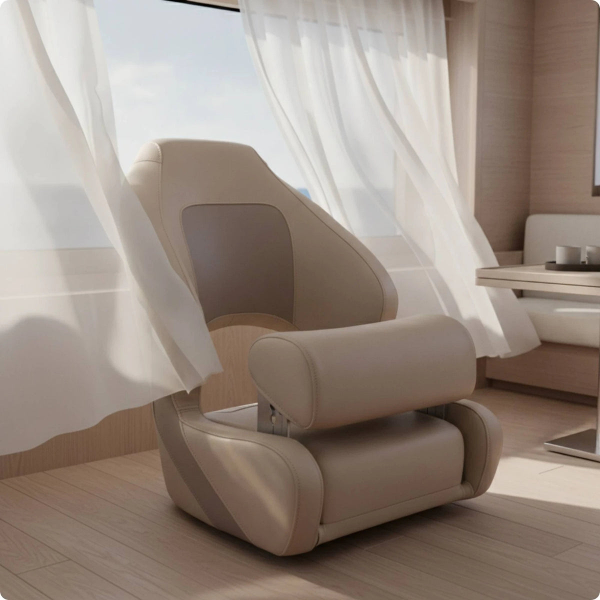 Helm Seat Marine Grade Boat Seat with Side Support Captain's Chair Heavy Duty Furniture Resistant for Yachts