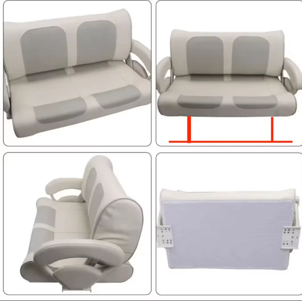 Airow auto High Quality White & Dark Blue Double Boat Seat with Full Upholstered Cushion for Marine Ship Yacht